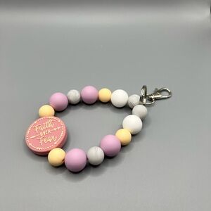 Pastel Beaded Keychain Bracelet - Handmade #K0262C